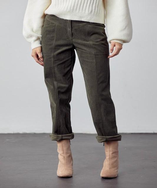 Corduroy High-Rise Straight-Leg Pants  Straight trousers, Straight pants,  Straight leg pants
