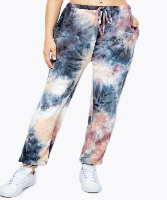Brushed Tie Dye Skinny Jogger with Ruched Ankle Detail