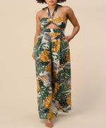 Tropical Palm Halter Jumpsuit - DeVanitè Boutique