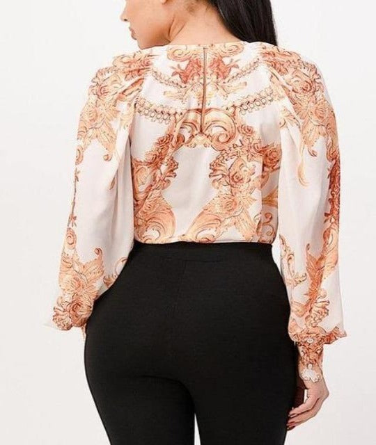 Regal Retro Print Blouse - DeVanitè Boutique