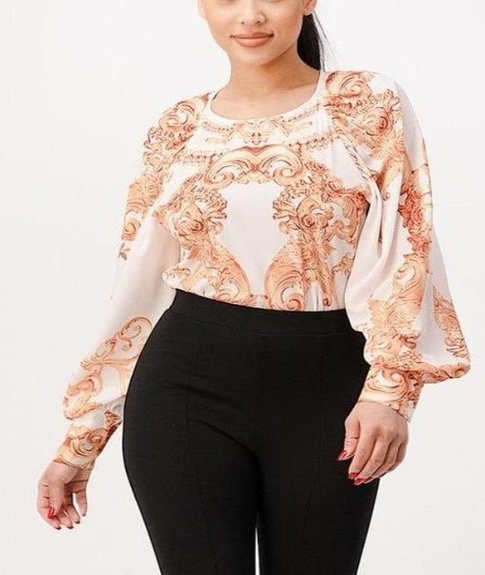 Regal Retro Print Blouse - DeVanitè Boutique