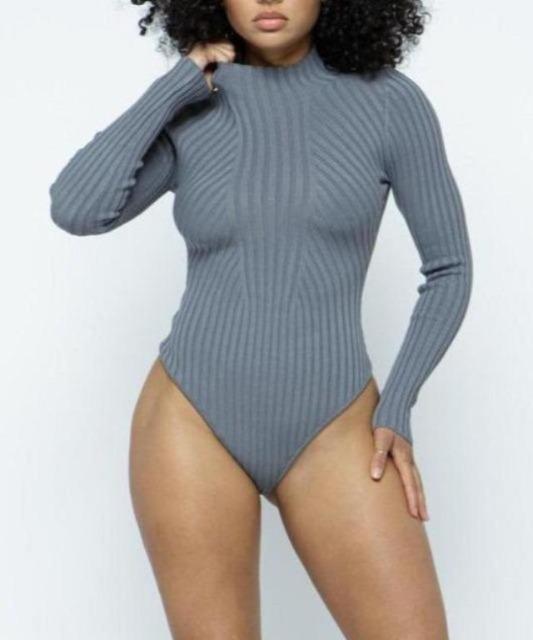 Addison Ribbed Mock Neck Bodysuit - DeVanitè Boutique