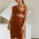 Anya Chocolate Cutout Bodycon Midi Dress - DeVanitè Boutique