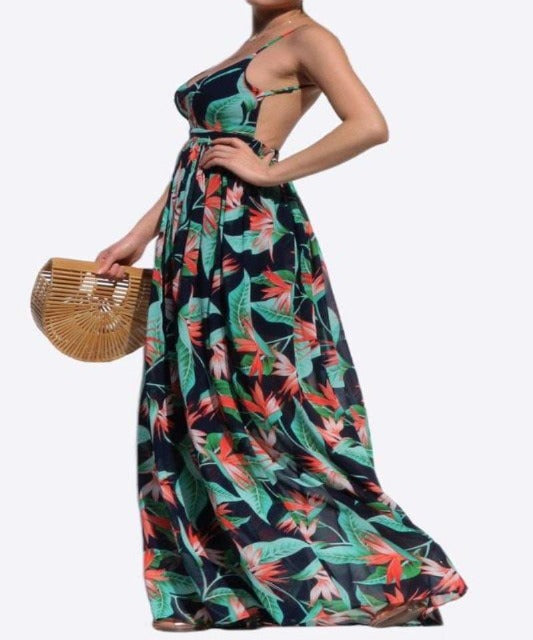 Birds of Paradise Navy Maxi Dress - DeVanitè Boutique