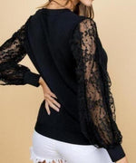 Black Lace Long Sleeve Top - DeVanitè Boutique