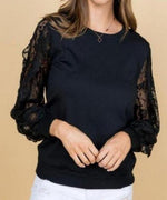 Black Lace Long Sleeve Top - DeVanitè Boutique