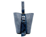 Bucket Bag-in-a-Bag Blue Snakeskin - DeVanitè Boutique