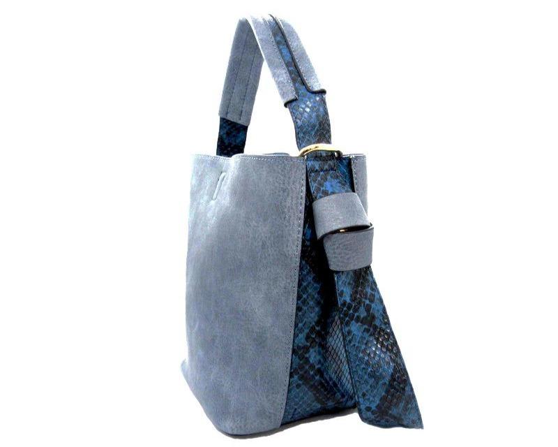 Bucket Bag-in-a-Bag Blue Snakeskin - DeVanitè Boutique