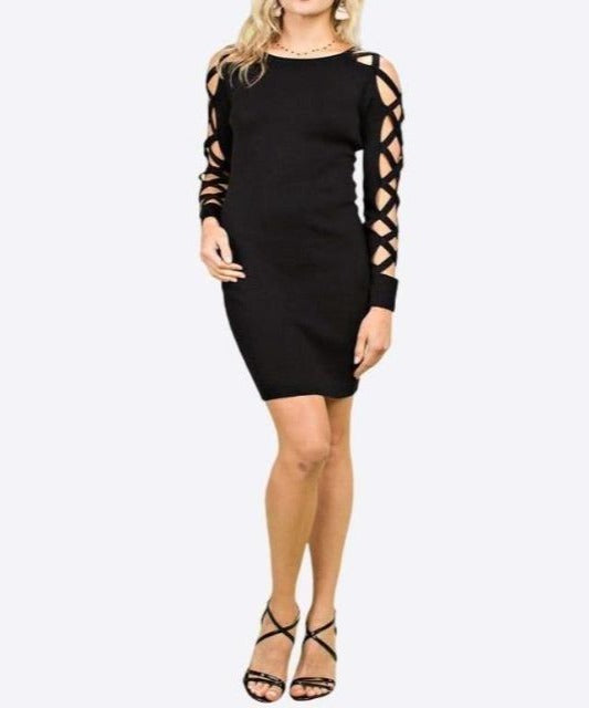 Caged Sleeve Bodycon Dress - DeVanitè Boutique