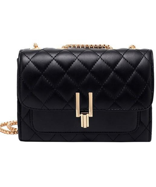 Camile Quilted Shoulder Bag- Black/Gold - DeVanitè Boutique