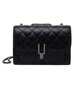 Camile Quilted Shoulder Bag- Black/Steel - DeVanitè Boutique