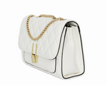 Camile Quilted Shoulder Bag- White/Gold - DeVanitè Boutique