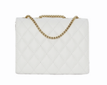 Camile Quilted Shoulder Bag- White/Gold - DeVanitè Boutique