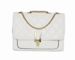 Camile Quilted Shoulder Bag- White/Gold - DeVanitè Boutique