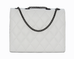 Camile Quilted Shoulder Bag- White/Steel - DeVanitè Boutique