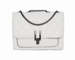 Camile Quilted Shoulder Bag- White/Steel - DeVanitè Boutique