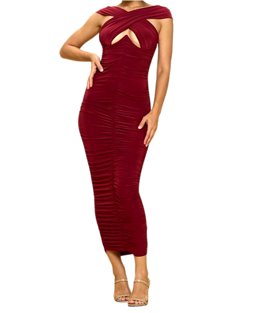 Cross My Heart Ruched Maxi Dress - DeVanitè Boutique