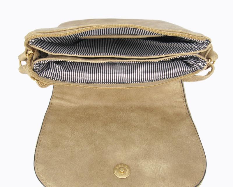 Desi Vegan Leather Sand Crossbody Handbag - DeVanitè Boutique