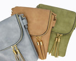 Desi Vegan Leather Sand Crossbody Handbag - DeVanitè Boutique