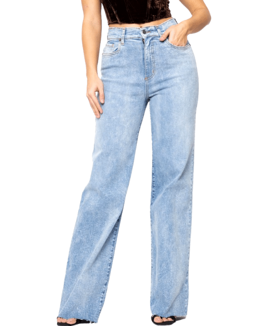 Ellie Wide Leg High Rise Full Length Jeans - DeVanitè Boutique