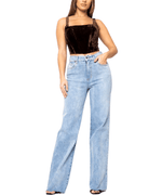 Ellie Wide Leg High Rise Full Length Jeans - DeVanitè Boutique