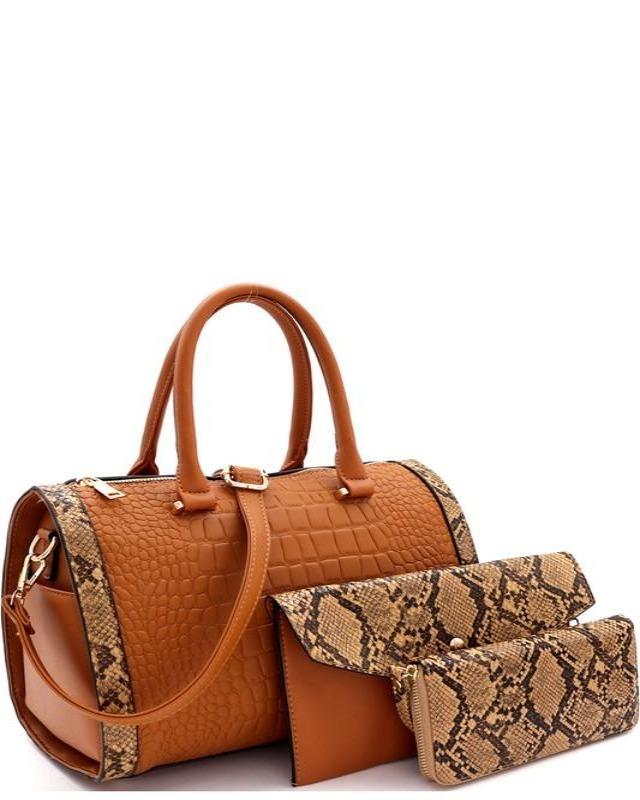 GoGetter Croc Embossed Satchel Handbag - DeVanitè Boutique