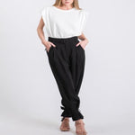 High Waist Belted Ankle Trousers - DeVanitè Boutique