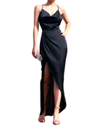 Jewels Black Satin Slip Dress - DeVanitè Boutique