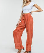 Julia Tassel Detail Stripe Pants - Rust - DeVanitè Boutique