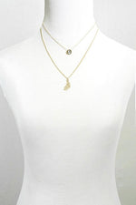 Layered Rhinestone Leaf Pendant Necklace - DeVanitè Boutique