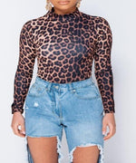 Leopard High Neck Body Suit - DeVanitè Boutique