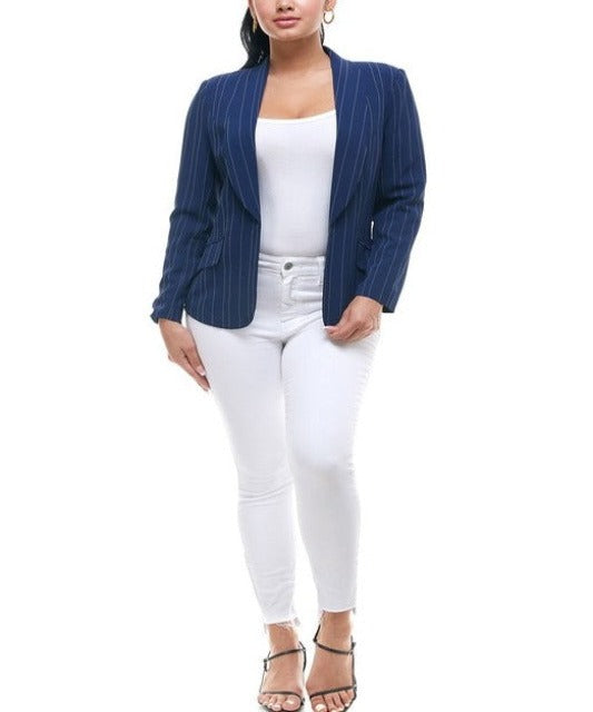 Michel Open Front Striped Blazer - DeVanitè Boutique