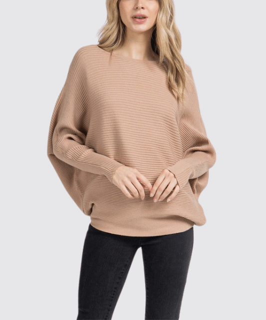 Minimalist Ribbed Dolman Sleeve Sweater - DeVanitè Boutique