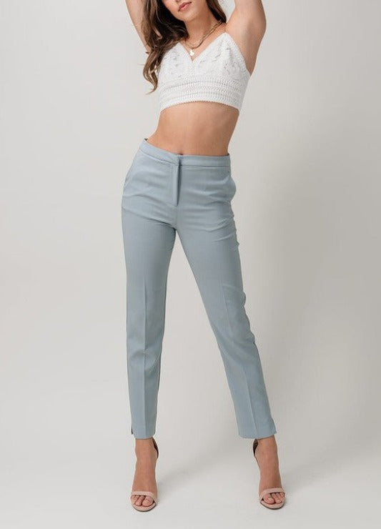 Pretty in Blue Straight Leg Ankle Pants - DeVanitè Boutique