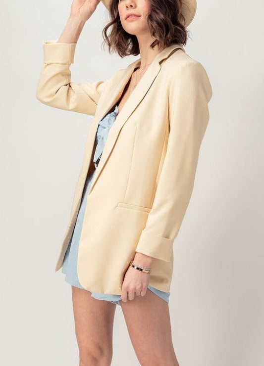 Pretty in Butter-Me Yellow Blazer side view