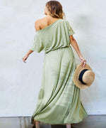 Sage Off The Shoulder Maxi Dress - DeVanitè Boutique