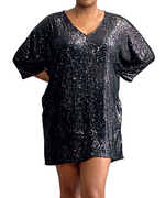 Shimmering Nights Black Sequin Shirt Dress - DeVanitè Boutique