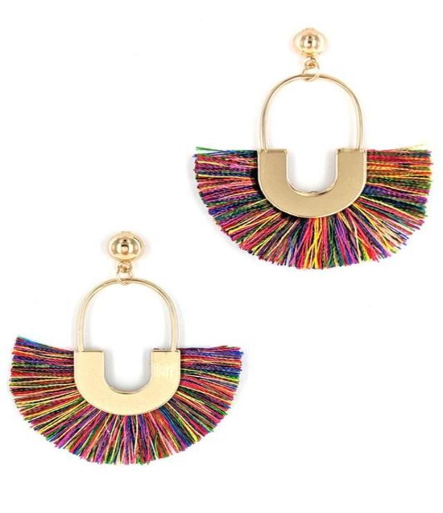 Tassel Statement Earrings Gold-Multi - DeVanitè Boutique