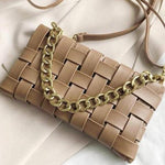 Valencia Basket Weave Clutch - Khaki - DeVanitè Boutique