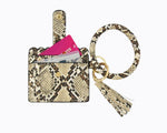 Wristlet Keychain & Wallet - Brown Snakeskin - DeVanitè Boutique