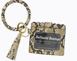 Wristlet Keychain & Wallet - Brown Snakeskin - DeVanitè Boutique