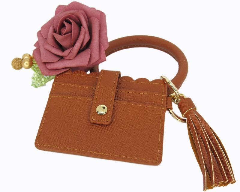 Wristlet Keychain & Wallet - Brown - DeVanitè Boutique