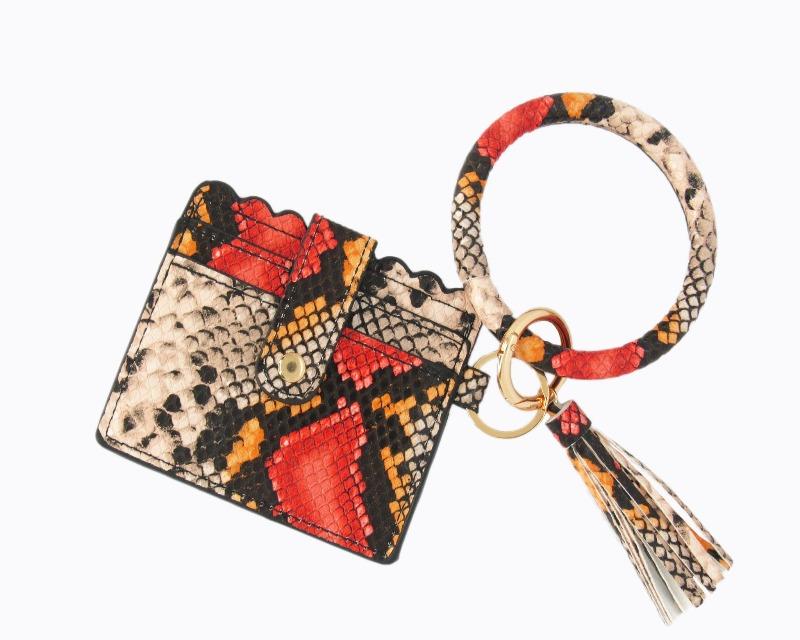 Wristlet Keychain & Wallet - Multi Snakeskin - DeVanitè Boutique