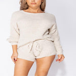 You Gots To Chill Waffle Knit Short Set in Barely Beige - DeVanitè Boutique