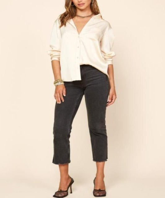 Like a Dream Latte Satin Button-Up - DeVanitè Boutique