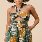 Tropical Palm Halter Jumpsuit - DeVanitè Boutique